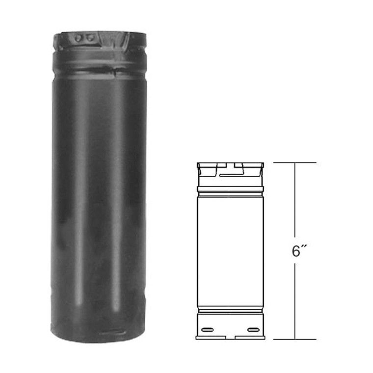 4" x 6" PelletVent Pro Black Pellet Stove Chimney Pipe - 4PVP-06B