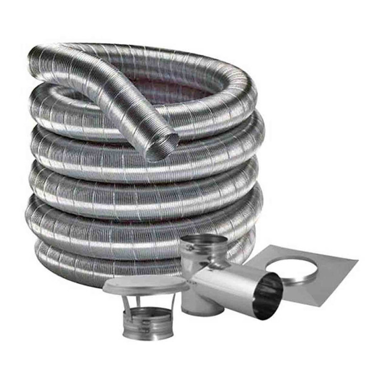 8'' DuraFlexSS 316 Tee Kit with 25' Flexible Stainless Steel Chimney Liner - 8DF316-25KT