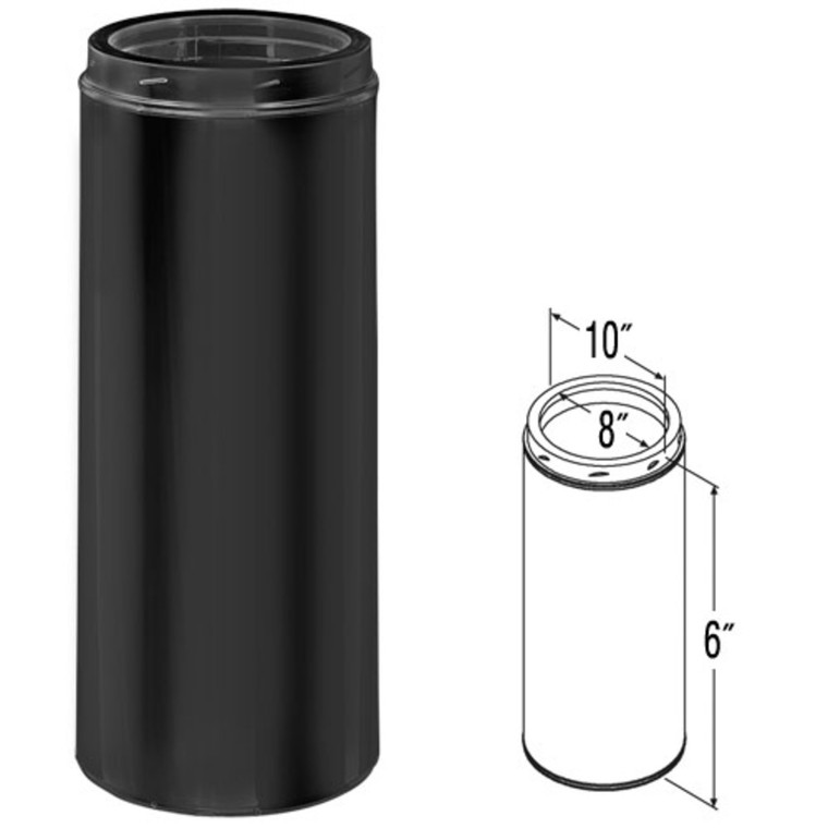 8'' x 6'' DuraTech Black Chimney Pipe - 8DT-06B