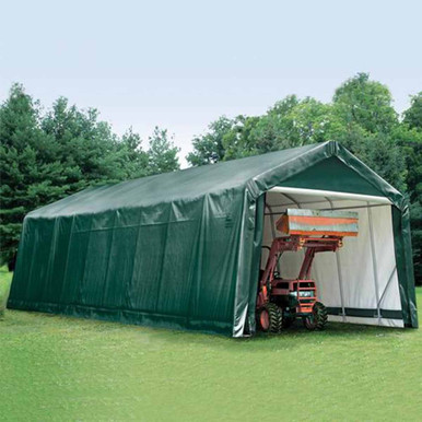 ShelterCoat 16 x 36 Garage With Peak Roof Green