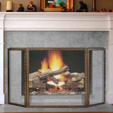 Pilgrim Sinclair Tri Panel Brass Fireplace Screen – NYC Fireplaces