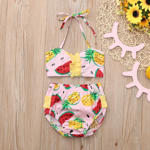 Young Girls Fruit Print Swimsuit