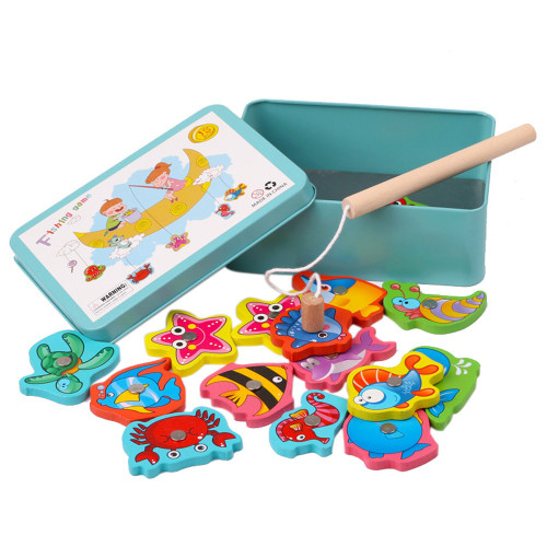 Fish Wooden Magnetic Fishing Toy Set Educational