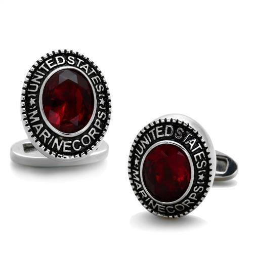 High polished Stainless Steel Red Marine Corps Cufflinks
