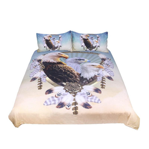 Three Eagles Bedding Set Queen Size Feathers