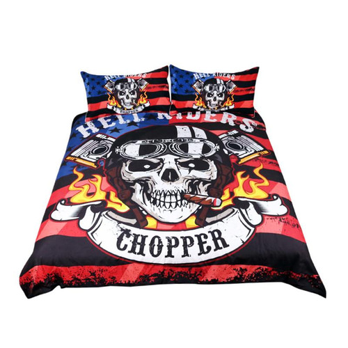 Fire Skull Bedding Set Chopper Printed Boys Duvet