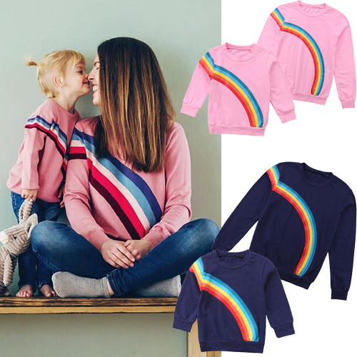 Mother & Daughter Family Matching Cotton Rainbow Design