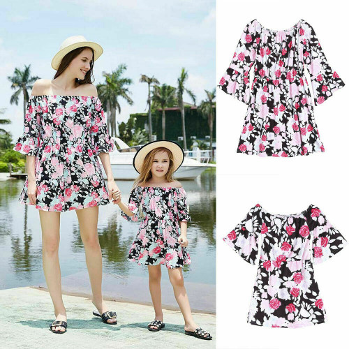 Mother & Daughter Matching Dresses in a Floral Design