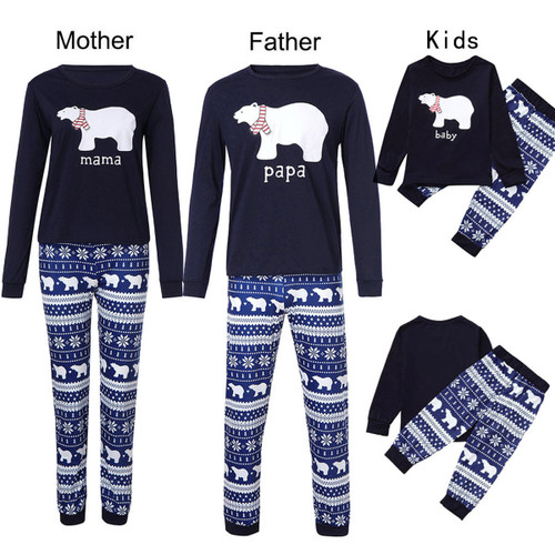 Christmas Family Matching Outfits Pjs - Blue