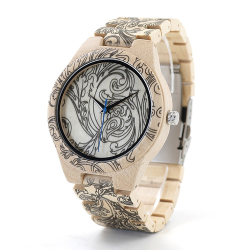 Tattoo Print Wooden Watches Men's All Maple