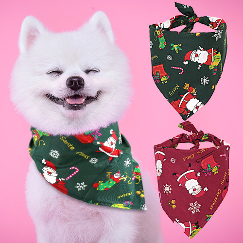 Christmas Dog Bandana Collar Santa Print Dogs Bibs