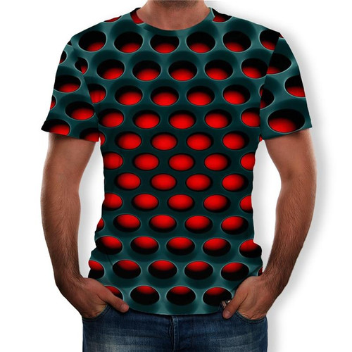 Geometric Circle 3D Printed Top Tees Fashion O--Neck Short Sleeve
