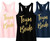 Team Bride Script Tank Top with Gold Glitter