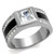 Men's Stainless Steel Synthetic Crystal Rings Silver/Black