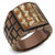 Men's Stainless Steel Leather Rings - Brown