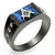 Two-Tone IP Black Stainless Steel Mason Ring in Mystic Design