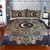 3pc Golden Mandala Flowers Duvet Cover Black