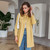 Pleated trench Single-breasted belt coat yellow