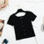 Women's T-shirts Square Collar Knitting w/Buttons