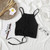 Women's Crop Top Knitted Bandage Tops Spaghetti Halter