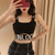 Camisole Knitting Camis Crop Top Letter Cotton