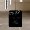 Back of Angel Wings Wind Chime sail personalized with loved one's name and dates — memorial wind chime