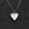 Personalized Memorial Heart Locket with cross, sterling silver, holds two photos