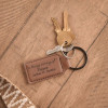 In Loving Memory Key Chain in Dark Brown, personalized with loved one's name and dates