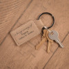 In Loving Memory Key Chain in Light Brown, personalized with loved one's name and dates