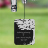 Back of I Am Near Wind Chime sail personalized with loved one's name and dates — memorial remembrance wind chime