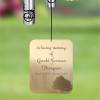 Back of Miss Him So Wind Chime sail personalized with loved one's name and dates — loss of father brother husband memorial wind chime