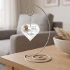 Grandma Guardian Angel personalized glass heart memorial ornament shown on optional display stand