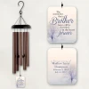 Personalized memorial wind chimes for loss of brother features full color sail and is personalized with his name and dates.