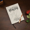 Letters to Heaven personalized memorial journal in white marble, engraved with name and dates