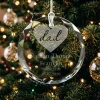 Personalized Dad in My Heart glass memorial ornament with 'Dad' in a heart, engraved with name and dates