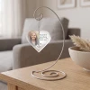 Angel Sister personalized glass heart memorial ornament shown on optional display stand