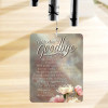 A Mother's Goodbye Wind Chime sail featuring poem "May love wrap around you when I'm not there" — personalized with mother's name and dates