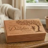 My Daughter alder wood memorial keepsake box, felt lined, a personalized tribute for the loss of a daughter