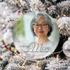 Personalized Thinking of Mom photo memorial ornament featuring your mother's picture on glass