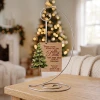 Dad's Spirit at Christmas rustic pine wood memorial ornament shown on optional display stand