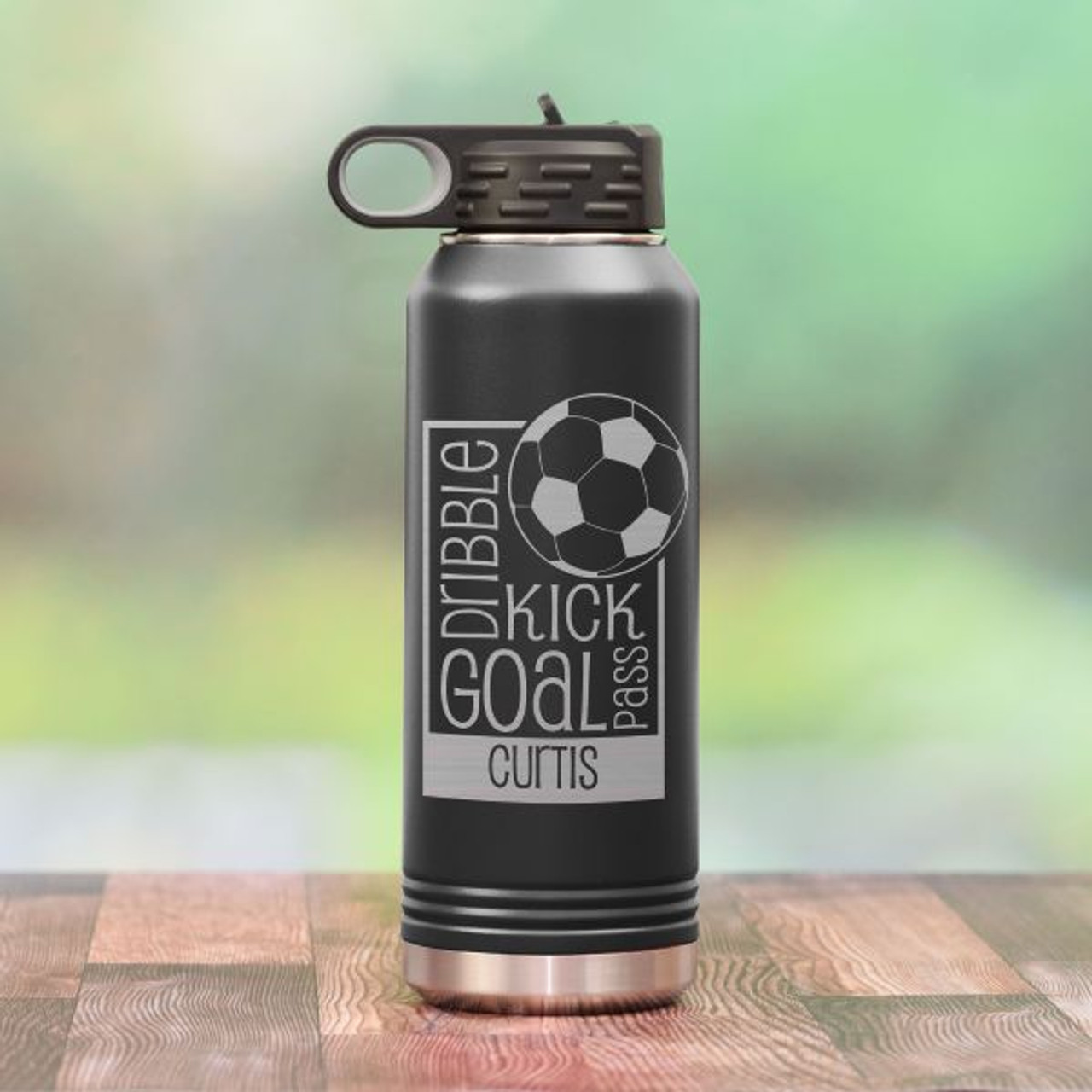 Water Bottle with Soccer Design