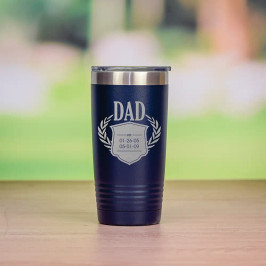 Personalized travel mug for dad in navy blue