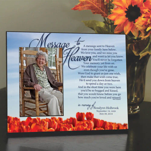 Memorial picture frame with ballons to heaven poem