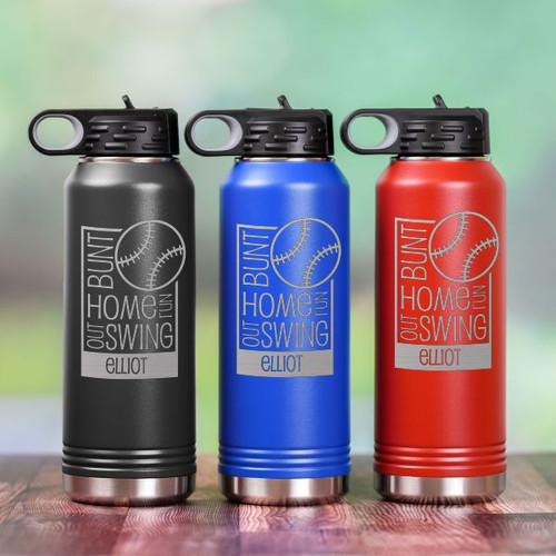 Engraved Baseball Water Bottle