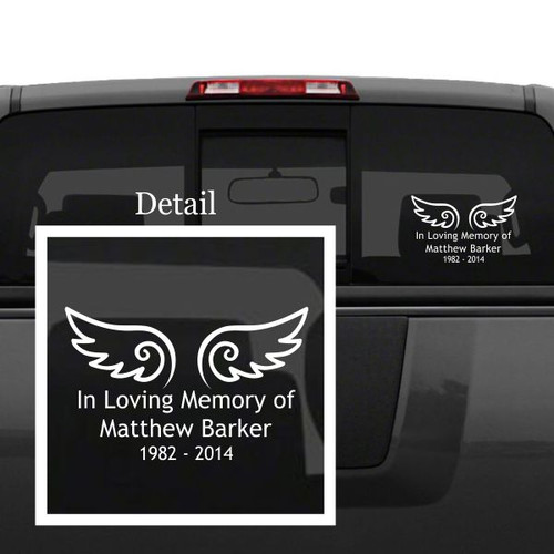 Angel Wings Memorial Car Decal