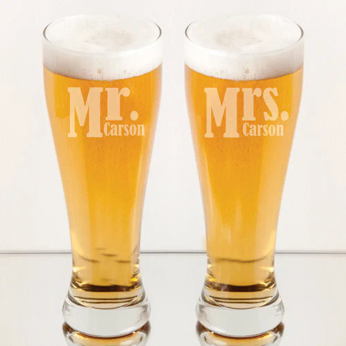 Mr. & Mrs. Personalized Pilsner Set