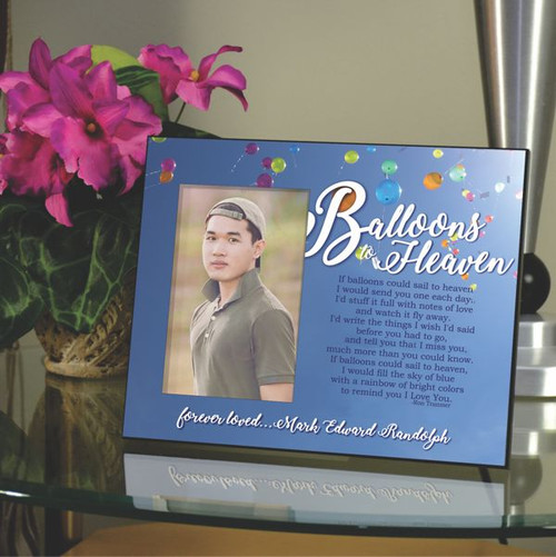 Memory picture frame features balloons to heaven poem