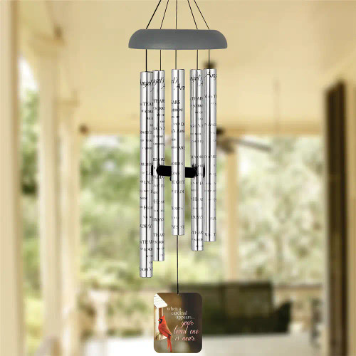 Remembrance wind chime printed with a cardinal