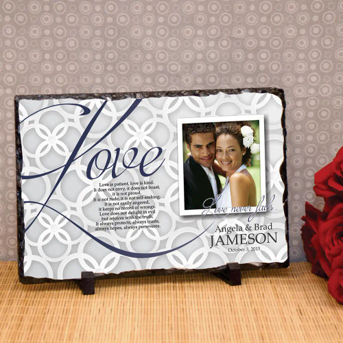 Love Never Fails Personalized Wedding Plaque