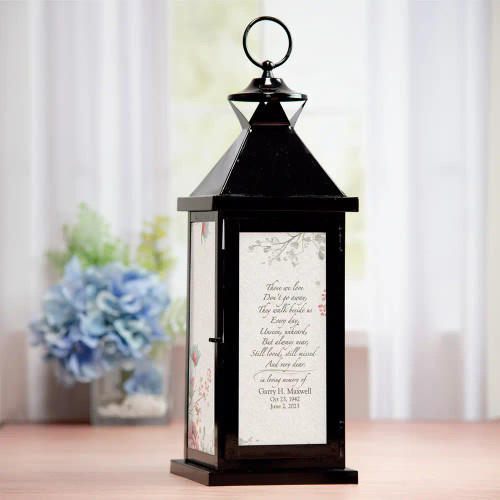 Those We Love memorial lantern is personalized with love one's name and dates